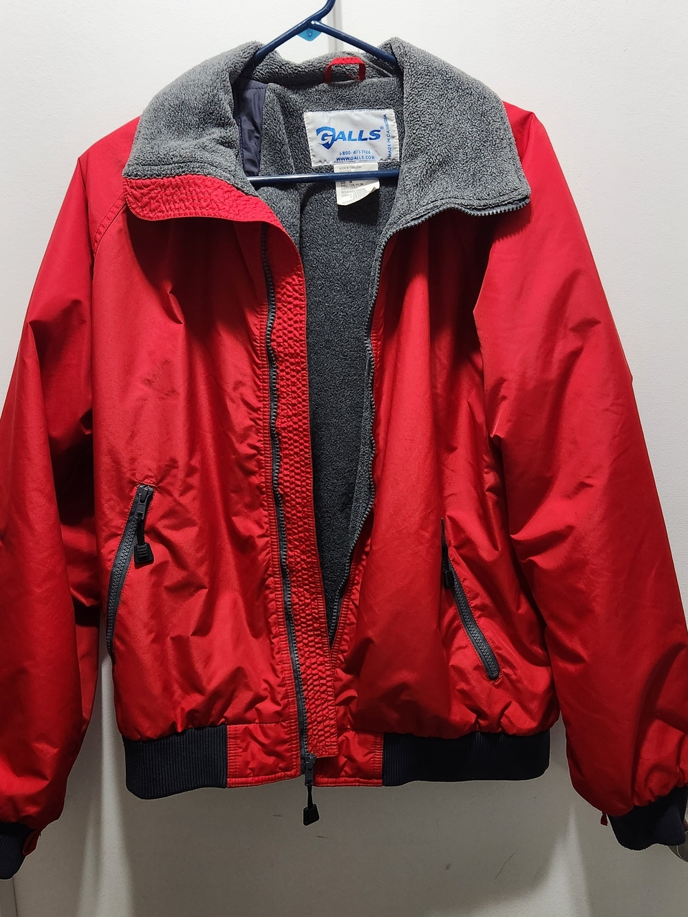 Women's Red Utility Jacket with Grey Fleece Lining